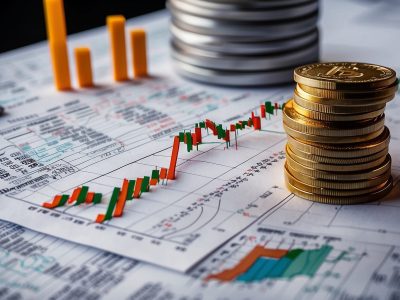 Finance data concept.Stock market investment trading financial, coin and graph chart