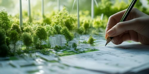 Hand-Drawn Sustainable City Model with Renewable Energy Architecture and Eco-Friendly Urban Design