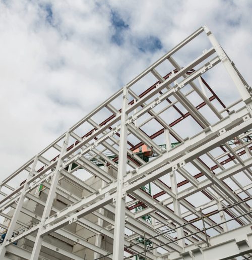 Low angle view of scafolding on building at construction site